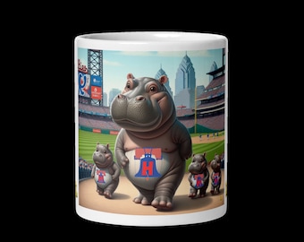The Hippos Go to A Baseball Game White Glossy Mug