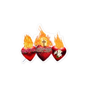 Drie hartenstickers van het Heilig Hart van Jezus, het Onbevlekt Hart van Maria, het meest kuise hart van Jozef