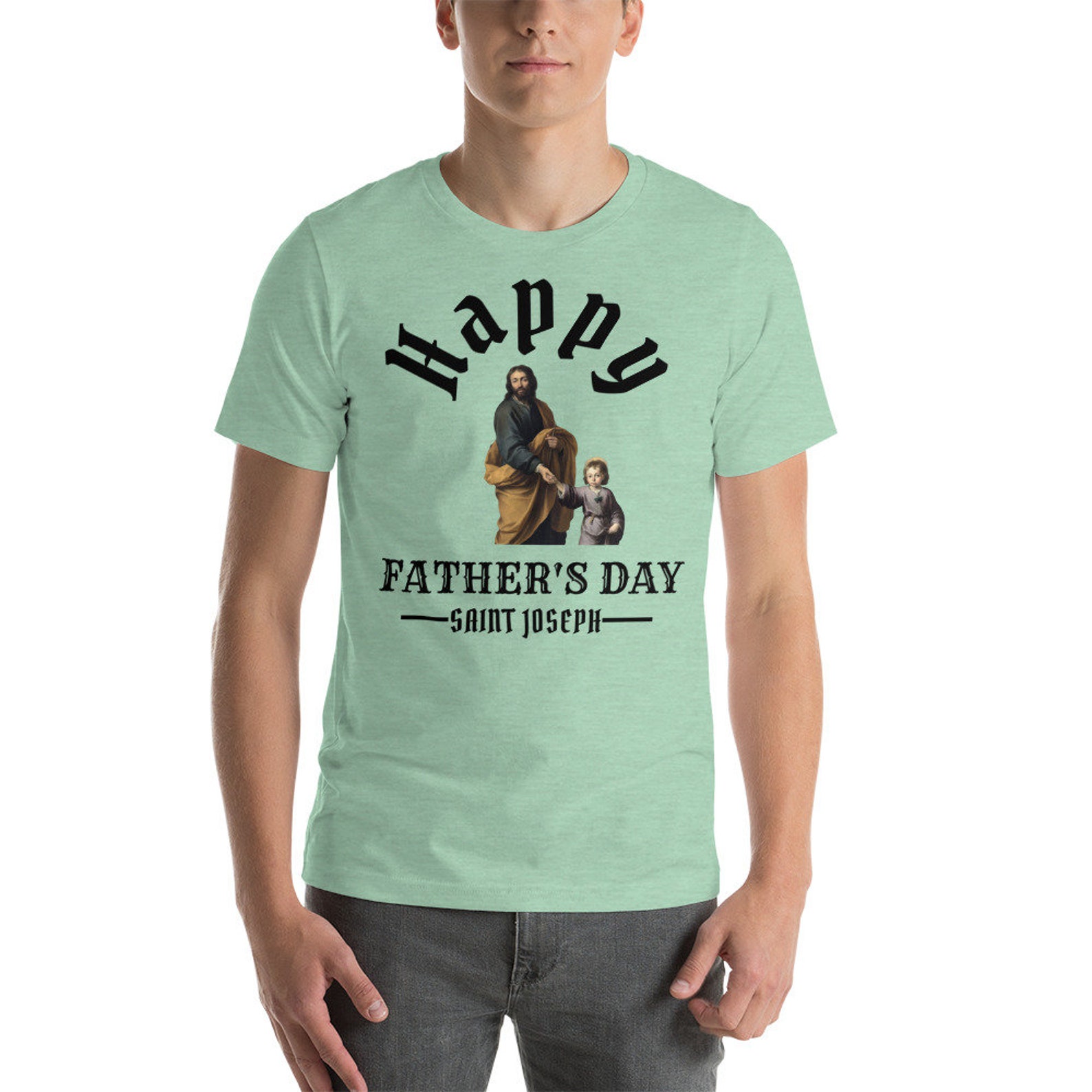 Happy Father's Day Saint Joseph Short-sleeve T-shirt - Etsy UK