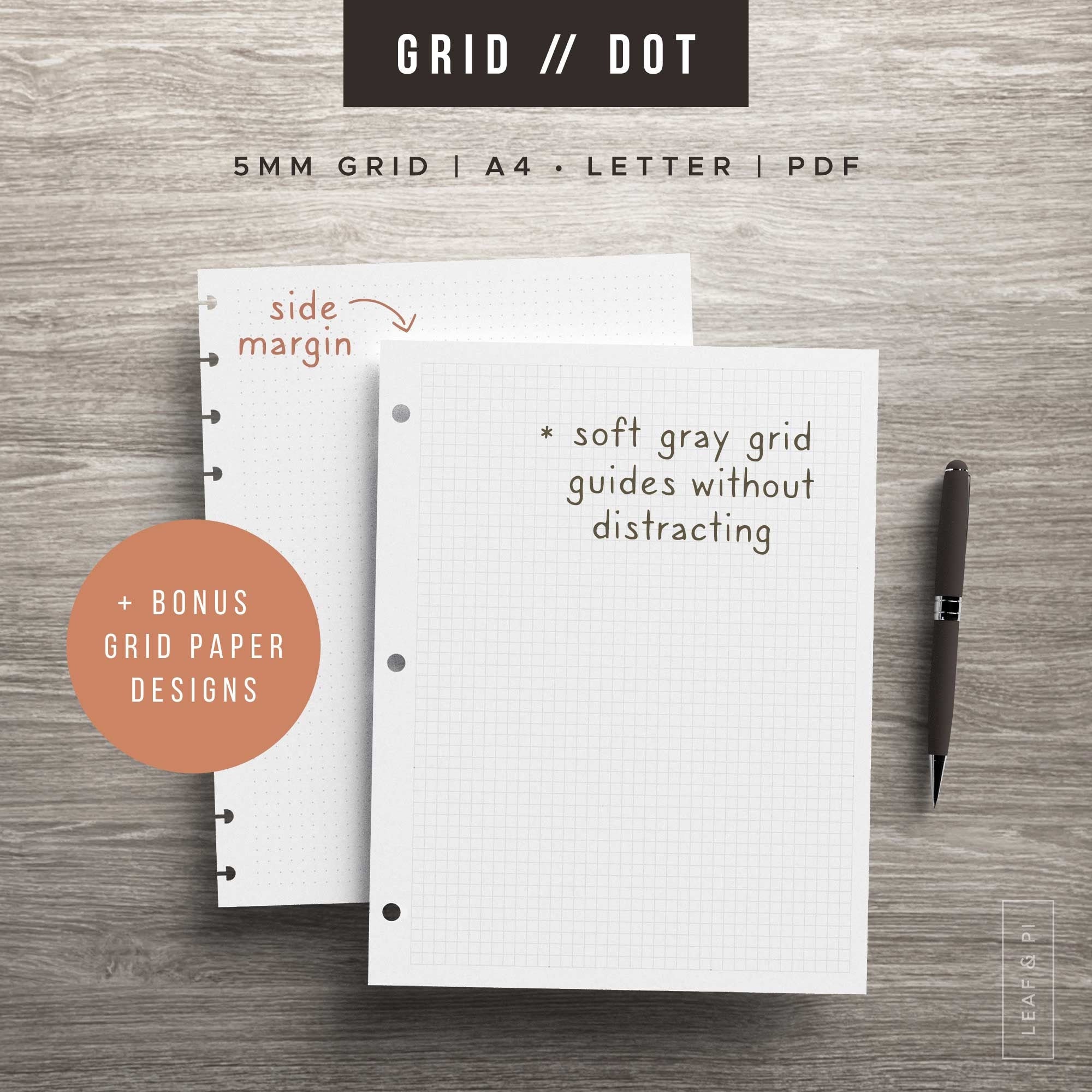 dot grid graph paper set 5mm grid a4 letter pdf etsy