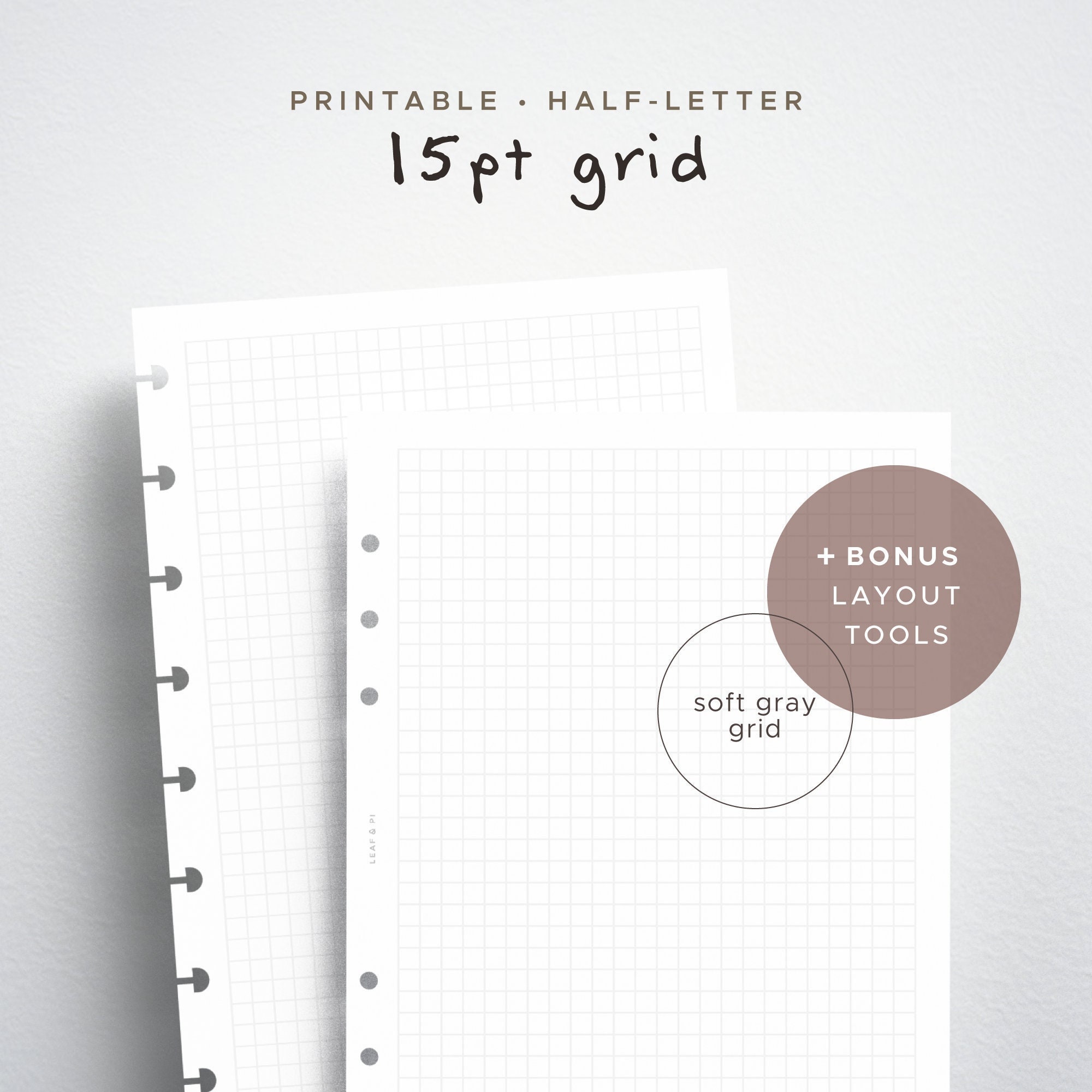 Printable Grid Paper PDF half-letter Inserts 15pt Grid - Etsy