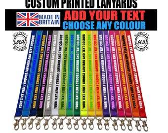 Printed Lanyards Personalised Custom Any Text Colour Lanyard Safety Break ID Card Holder. Visitor Security Company Event School Show Staff