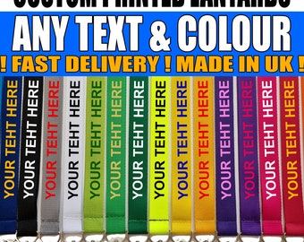 Personalised Lanyard Custom made Any Text Colour Printed Lanyards Safety Break ID card Holder Badge. Staff NHS Teacher