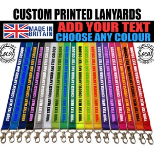 Printed Lanyards Personalised Custom Any Text Colour Lanyard Safety Break ID Card Holder. Visitor Security Company Event School Show Staff