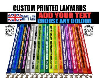 Printed Lanyards Personalised Custom Any Text Colour Lanyard Safety Break ID Card Holder. Visitor Security Company Event School Show Staff