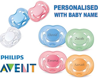 PERSONALISED Philips AVENT Airflow Dummy Pacifier Soother, All Teats, Sizes & Colours, Silicone