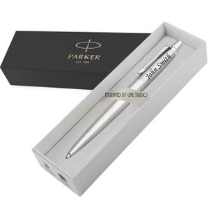 Gepersonaliseerde Parker Jotter roestvrijstalen pen met verchroomde rand, gegraveerde pennen Geweldig cadeau-idee voor bruiloft, verjaardag, kerstcadeaus