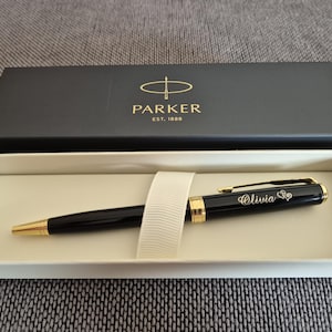 Mooie gepersonaliseerde PARKER Sonnet-balpen met je naam gegraveerd, tekst op maat. GRATIS geschenkdoos Verjaardag Bruiloft Afstuderen Kerstmis