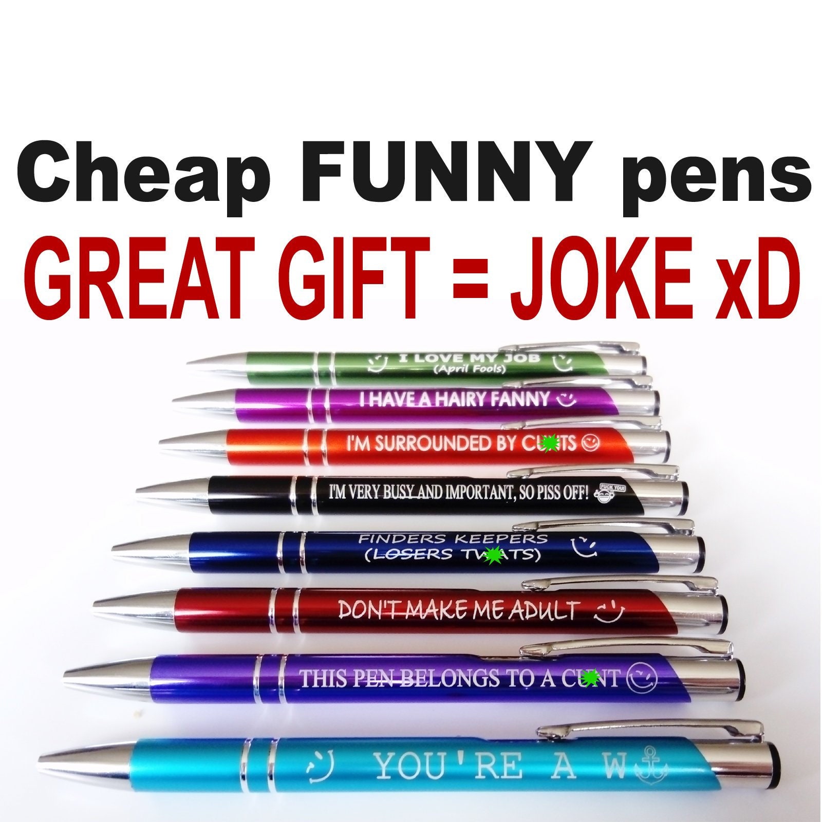 Funny Pens Office Cheeky Novelty Stationary Humour Rude Profanity Job Gift