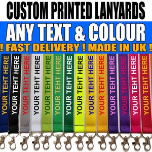 Personalised Lanyard Custom made Any Text Colour Printed Lanyards Safety Break ID card Holder Badge. Staff NHS Teacher image 1