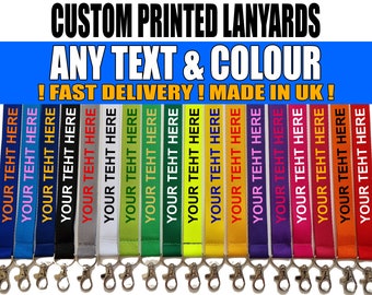 Personalised Lanyard Custom made Any Text Colour Printed Lanyards Safety Break ID card Holder Badge. Staff NHS Teacher