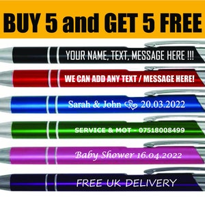 Gepersonaliseerde gegraveerde metalen pen - Hoge kwaliteit - Aangepast bericht - Relatiegeschenk - KOOP 5 KRIJG 5 GRATIS, geweldig voor Kerstmis