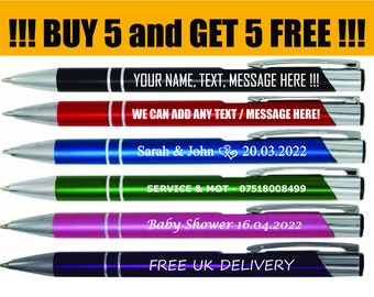 Personalised Engraved Metal Pen - High Quality - Custom Message - Promotional Gift - BUY 5 GET 5 FREE great for Christmas