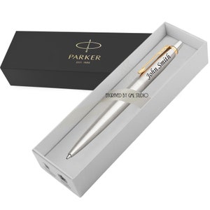 Gepersonaliseerde Parker Jotter roestvrijstalen pen met gouden rand, gegraveerde pennen Geweldig cadeau-idee voor bruiloft, verjaardag, kerstcadeaus