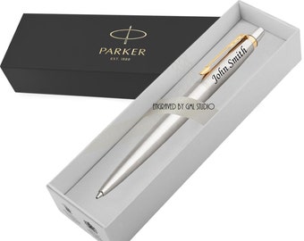 Personalised Parker Jotter Stainless Steel Gold Trim Pen, Engraved Pens Great gift idea for Wedding, Birthday, Christmas gifts