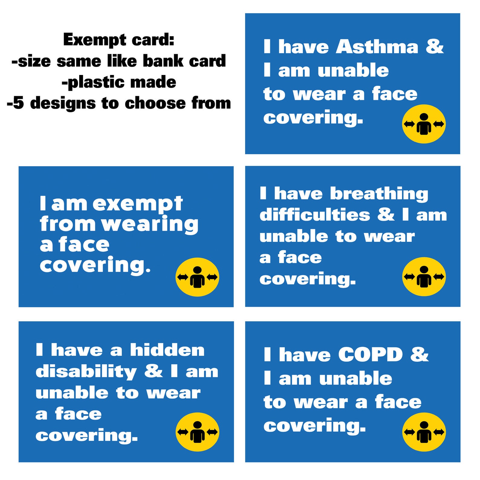 Mask Exemption Card Face Covering Exempt Asthma COPD Hidden Etsy