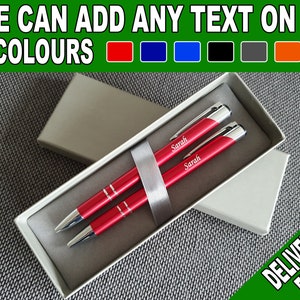 Set pen en potlood Gepersonaliseerd gegraveerd met jouw naamtekst balpen geschenkverpakking optie ideaal voor kerstverjaardag afstudeerdocent