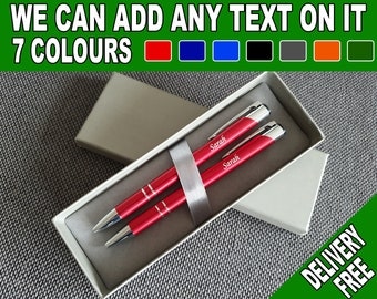 Pen + Pencil Set Personalised engraved with your name text ballpoint pen gift box option great for Christmas Birthday Graduation Teacher