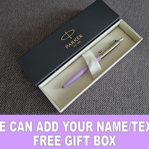 Stylo à bille Parker Jotter gravé personnalisé Stylo violet lavande, coffret cadeau Fast UK Excellent cadeau pour enseignante, maman, femme