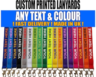 Personalised Lanyard Custom made Any Text Colour Printed Lanyards Safety Break ID card Holder Badge. Staff NHS Teacher