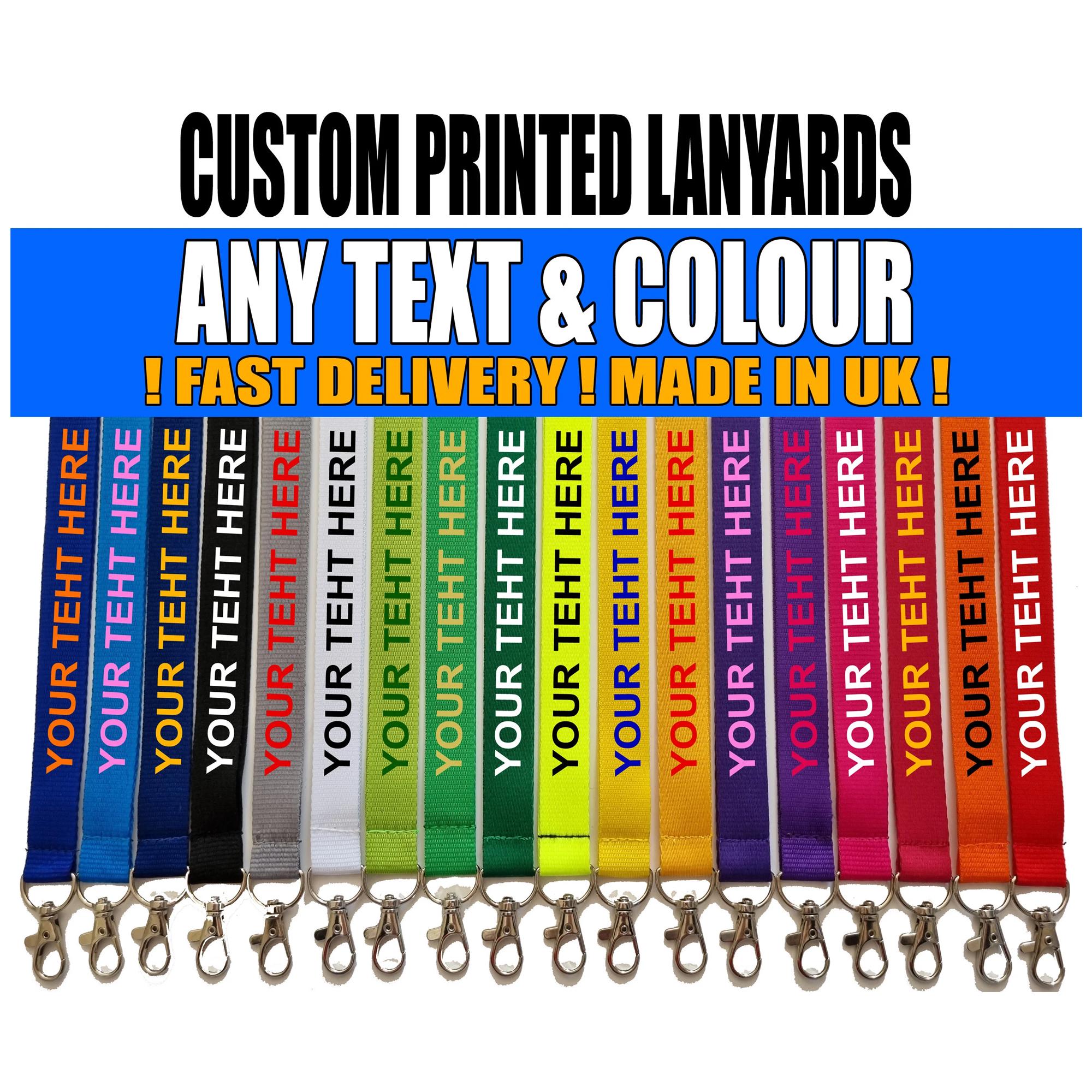 Personalised Lanyard Custom made Any Text Colour Printed Lanyards Safety Break ID card Holder Badge. Staff NHS Teacher