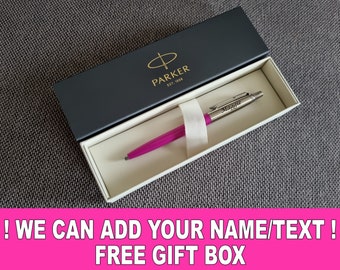 Personalised Parker Jotter Ball Pen Magenta Pink Engraved Parker Pen, Gift Box Fast UK Great present for teacher, mum, woman