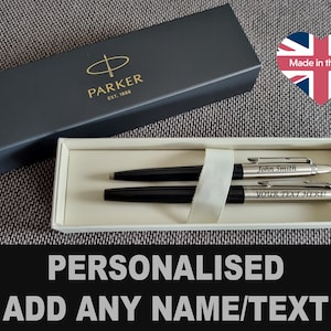 Personalised Engraved Parker Jotter Ballpoint Pen or set Fountain Pen and Roller available. Black, Yellow, Orange Gift Boxed