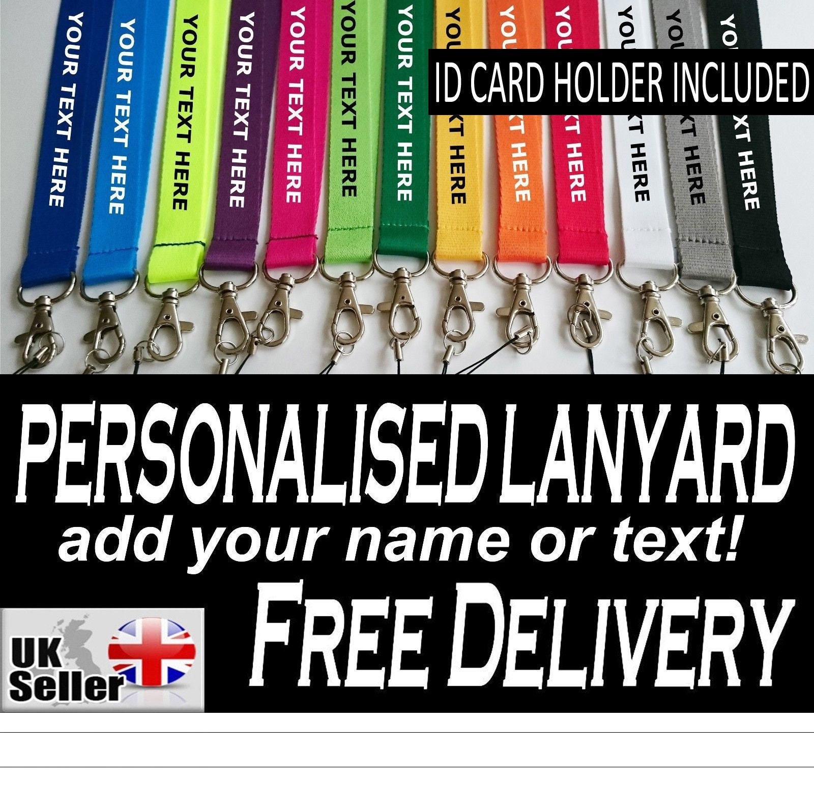Quality PLAIN COLOURED Lanyards Security ID Card Badge Holders Free Delivery 