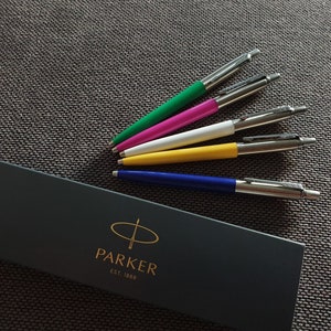 Personalised Parker Jotter Chrome Trim Pen Pink, Blue, Red, Green Engraved Pens Great gift idea for Wedding, Birthday, Christmas gifts
