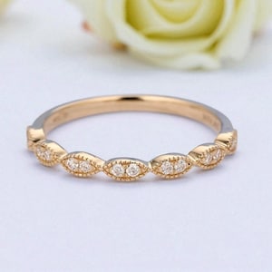 Dainty Eternity Band – Ultra Thin Moissanite Ring in 14k Gold Vermeil or Sterling Silver, Minimalist Wedding Band, Stackable Gift for Her