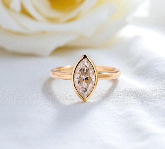 Marquise Simulated Diamond Pinky Ring: East-West Bezel, Sterling Silver