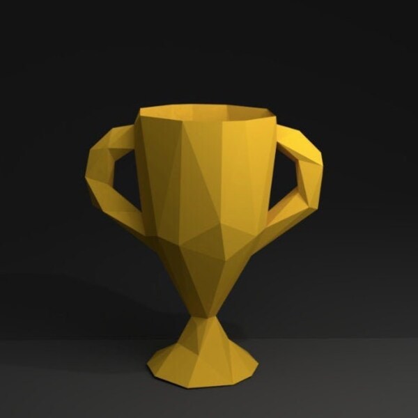 Trophy Cup Papercraft, trophy low poly, papercraft 3d, PDF, DIY, gift, low poly papercraft, papercraft pdf, diy papercraft. 3d pdf, trophy