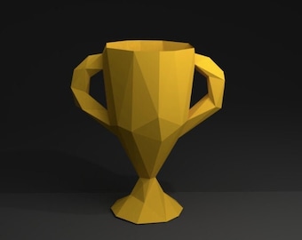 Trophy Cup Papercraft, trophy low poly, papercraft 3d, PDF, DIY, gift, low poly papercraft, papercraft pdf, diy papercraft. 3d pdf, trophy