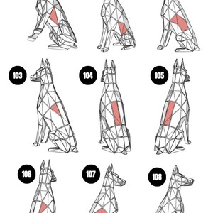 Doberman metal welding DIY low poly 3d model, dxf pattern, doberman svg pdf, digital pattern, metal sculpture,3d pdf,cnc laser cut, weld kit imagem 6