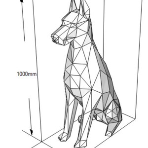 Doberman metal welding DIY low poly 3d model, dxf pattern, doberman svg pdf, digital pattern, metal sculpture,3d pdf,cnc laser cut, weld kit imagem 10