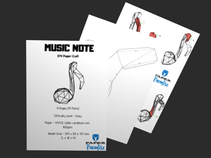 Papercraft Music Notes Papercraft Papercraft 3d PDF DIY Etsy Australia