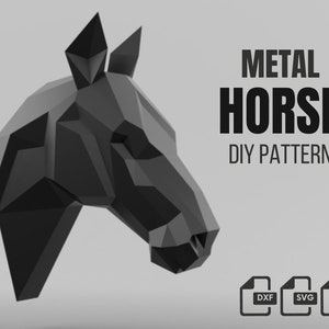 Horse head DIY metal welding plans, dxf pattern, svg pdf horse head files, digital pattern, metal horse head wall mount, polo, stallion