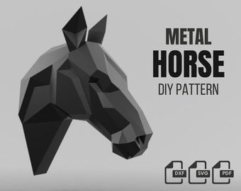Horse head DIY metal welding plans, dxf pattern, svg pdf horse head files, digital pattern, metal horse head wall mount, polo, stallion