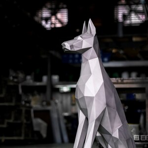 Doberman metal welding DIY low poly 3d model, dxf pattern, doberman svg pdf, digital pattern, metal sculpture,3d pdf,cnc laser cut, weld kit imagem 4