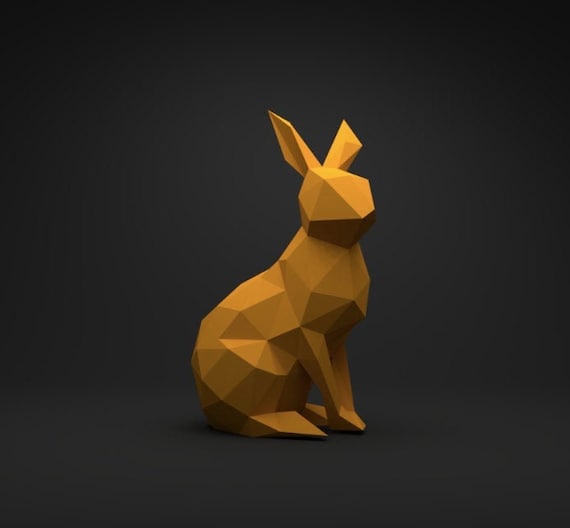 Rabbit Papercraft Bunny Low Poly Papercraft Papercraft 3d | Etsy Canada