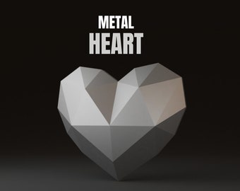 Heart metal welding DIY low poly 3d model, dxf pattern, love heart svg pdf, digital pattern, metal sculpture, 3d pdf, cnc cut, weld kit
