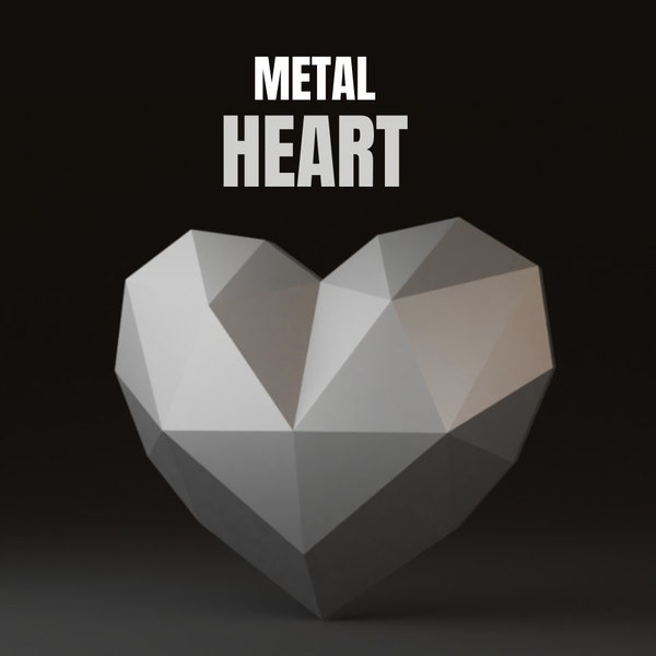 Saldatura metallica a cuore modello 3d low poly fai da te, modello dxf, amore cuore svg pdf, modello digitale, scultura in metallo, pdf 3d, taglio cnc, kit di saldatura