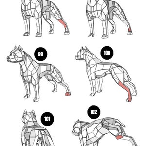 Pitbull metal welding DIY low poly 3d model, dxf pattern, pitbull svg pdf, digital pattern, metal sculpture, 3d pdf, cnc laser cut, weld kit image 6