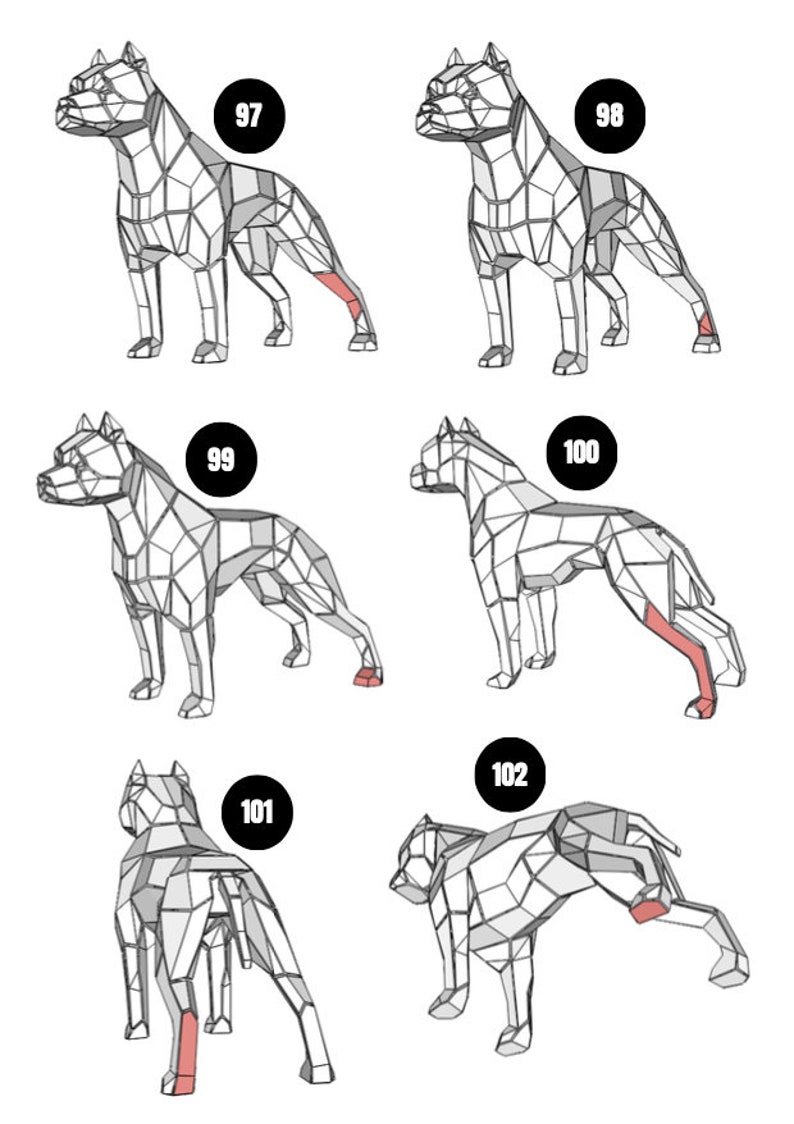 Pitbull metal welding DIY low poly 3d model, dxf pattern, pitbull svg pdf, digital pattern, metal sculpture, 3d pdf, cnc laser cut, weld kit image 6