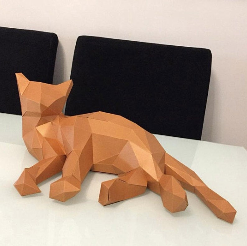 Cat Papercraft Cat Low Poly Papercraft Papercraft 3d PDF Etsy Australia