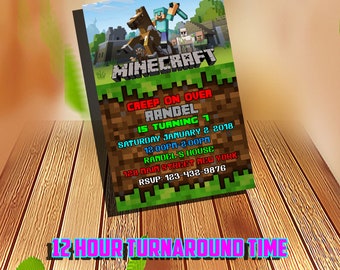 minecraft invitation etsy