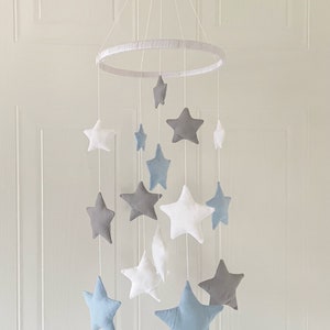 Star cot mobile, blue, white and grey star mobile, cot mobile, nursery decoration, lots of colour options available