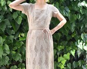 Mad Men Dress 1950 39 s Embroidered Dress 1950 39 s Wiggle Dress 1950 39 s Party Dress 1950 39 s Taupe Dress 1950 39 s Champagne Dress Size Small