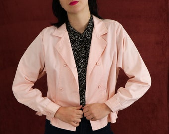 Pink Cotton Jacket/ Women's 1980s Jacket / Eighties Jacket/ Vintage Street Wear/ Koret City Blues/ John Hughs/ Molly Ringwald/ Size Medium