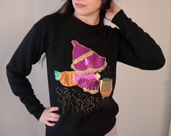 Halloween Jumper/ 90's Lee Sweatshirt/ Witch Sweatshirt/ Vintage Crew Neck/ Youth X-Large Women's Small